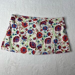 Garnet Hill Swim Skirt Floral Sz 14 Modest Vacation Summer Mature Boho Beach